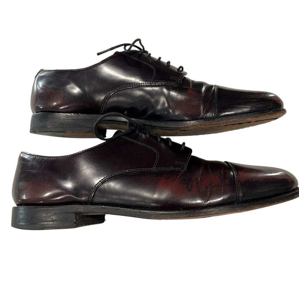 Cole Haan Leather Lace Up Dress Shoes Men 11 Brown Burgundy Cap Toe Oxford READ - Picture 2 of 15